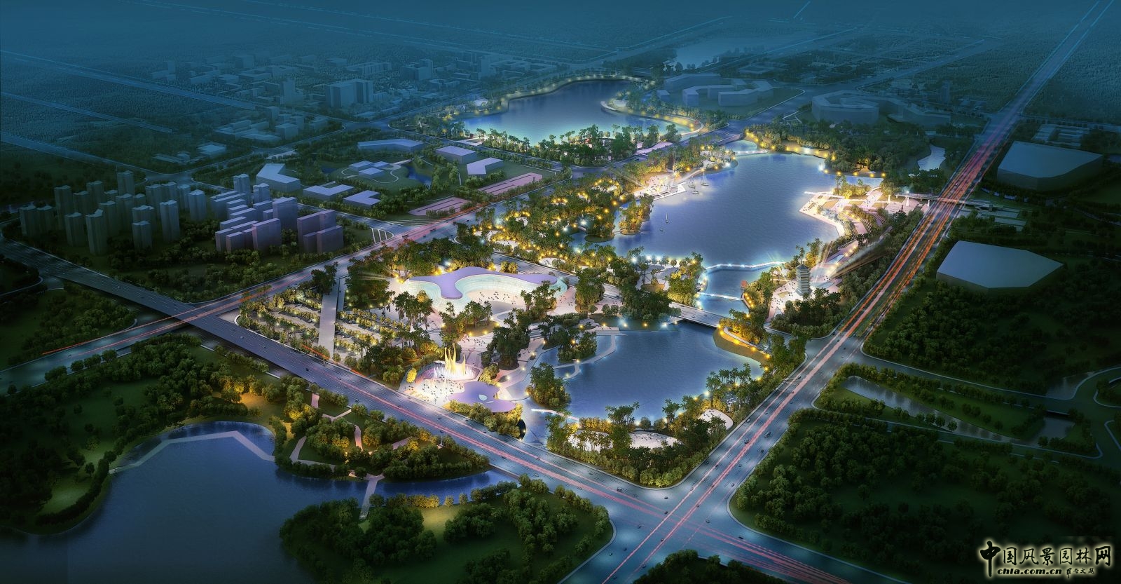 南寧五象湖公園規(guī)劃設計鳥瞰效果圖