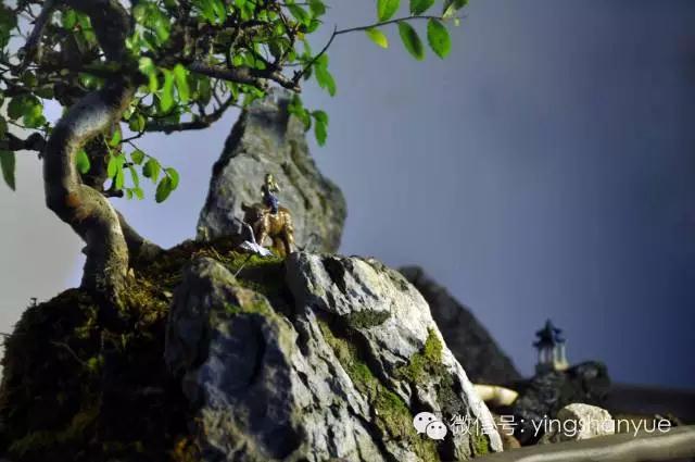 墨爻盆景作品：古樹寒溪，牧童歸去——《雙榆溪隱》