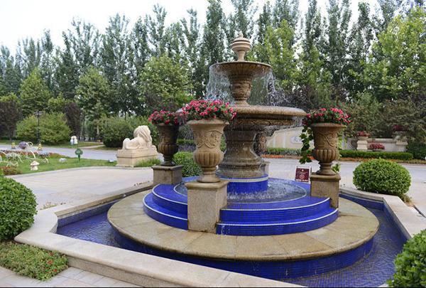 別墅園林的噴泉設計圓你與聚財聚氣的要求