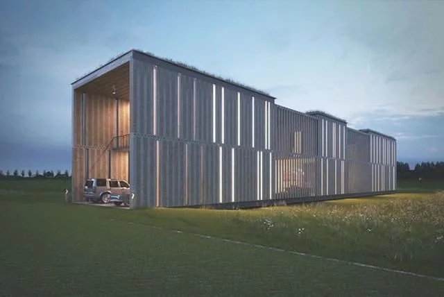 內部高十米 帶草坪屋頂和室內花園的別墅