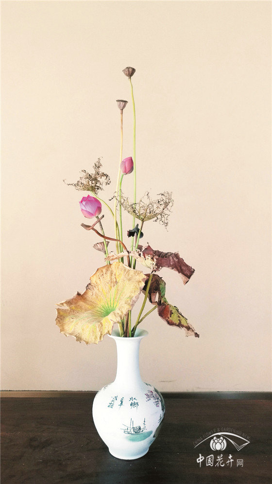 殘荷插花作品欣賞