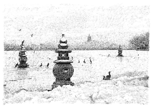 西湖美 迎亞運(yùn) 張建庭鋼筆畫展主媒體中心啟幕