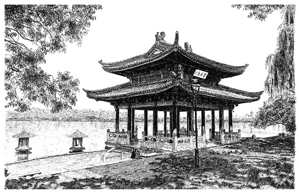 西湖美 迎亞運(yùn) 張建庭鋼筆畫展主媒體中心啟幕