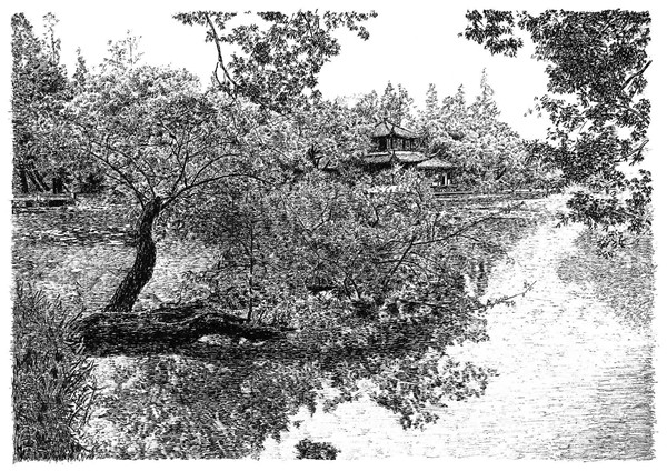 西湖美 迎亞運(yùn) 張建庭鋼筆畫展主媒體中心啟幕