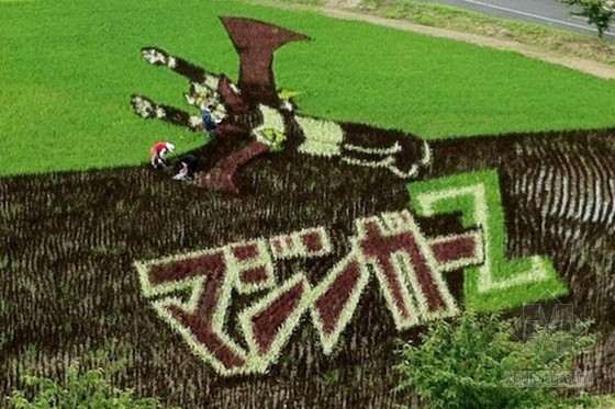 日本田舍館村村民設計的巨型稻田插畫藝術